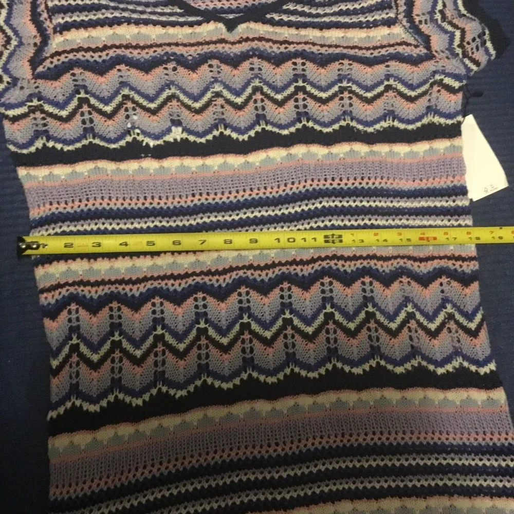 Jessica Simpson Purple Blue and White Striped Chevron Crochet Knit Midi Dress L - Picture 6 of 12